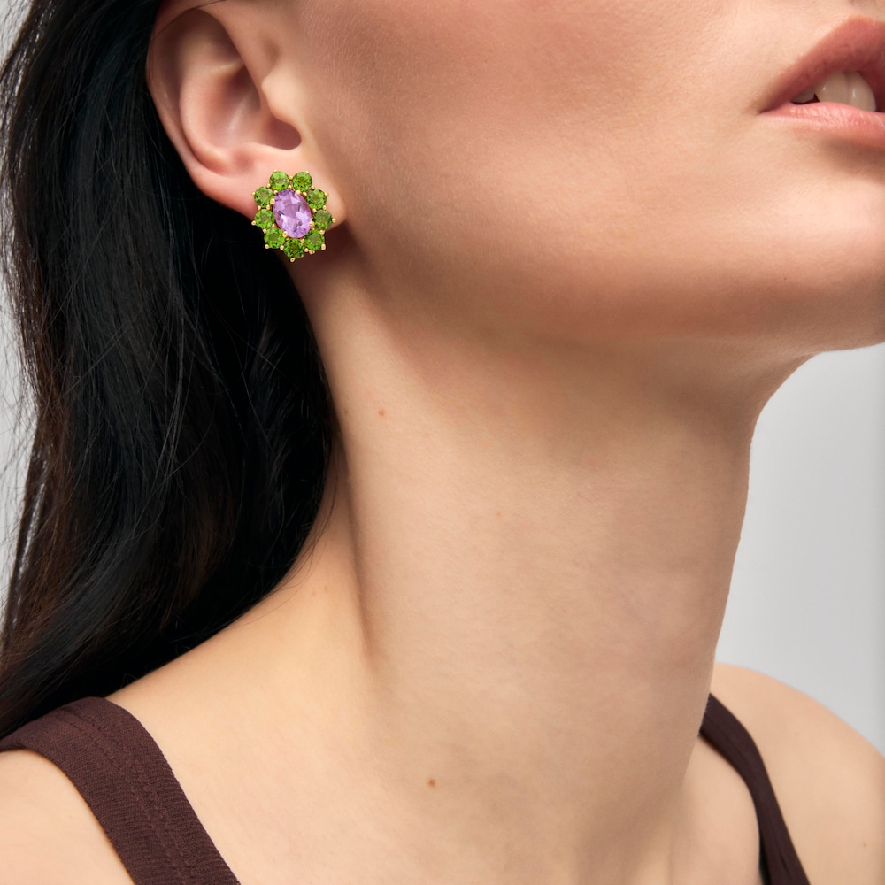 Gold Earrings with amethyst and chromodiopside TOUS ATELIER