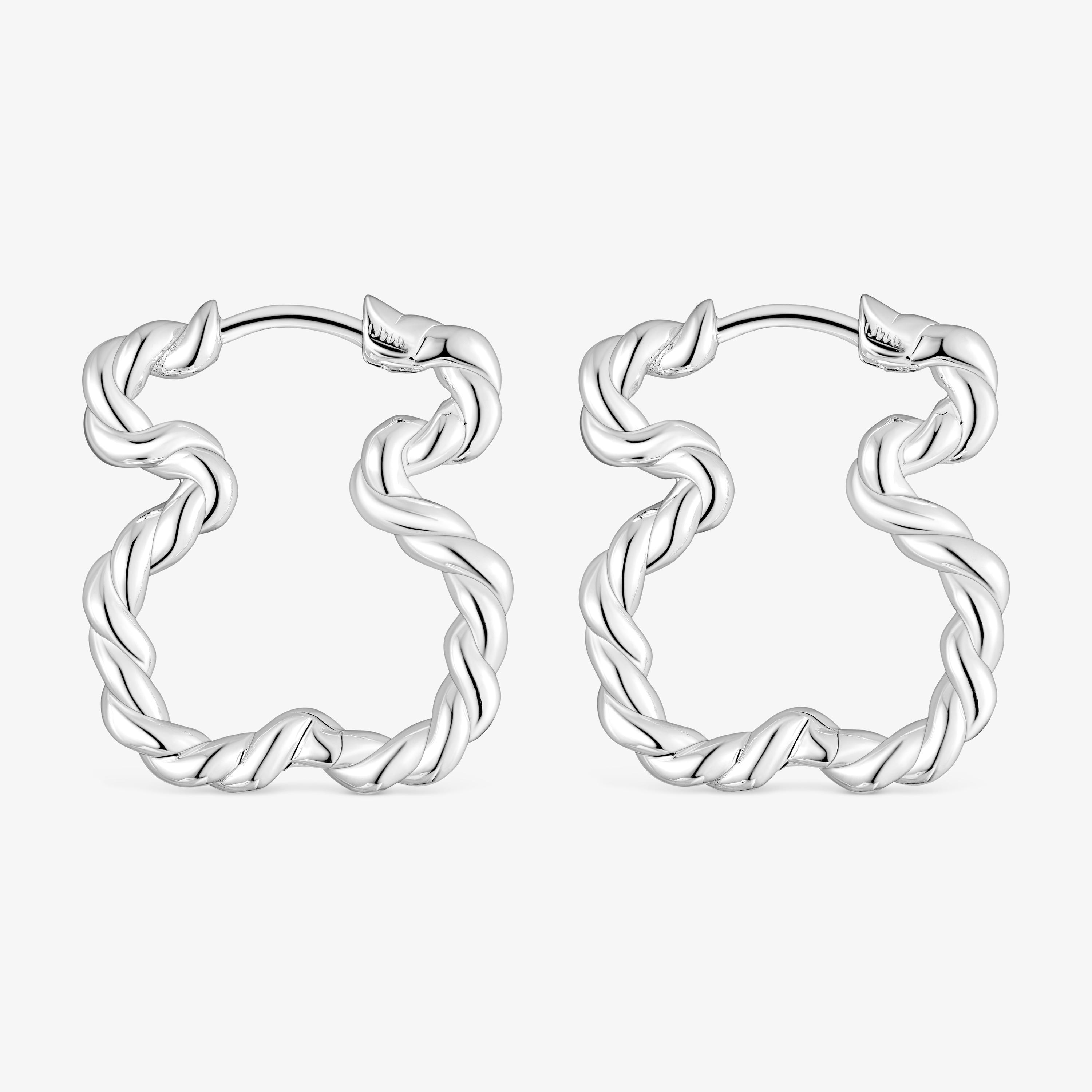 Twisted Earrings with bear silhouette