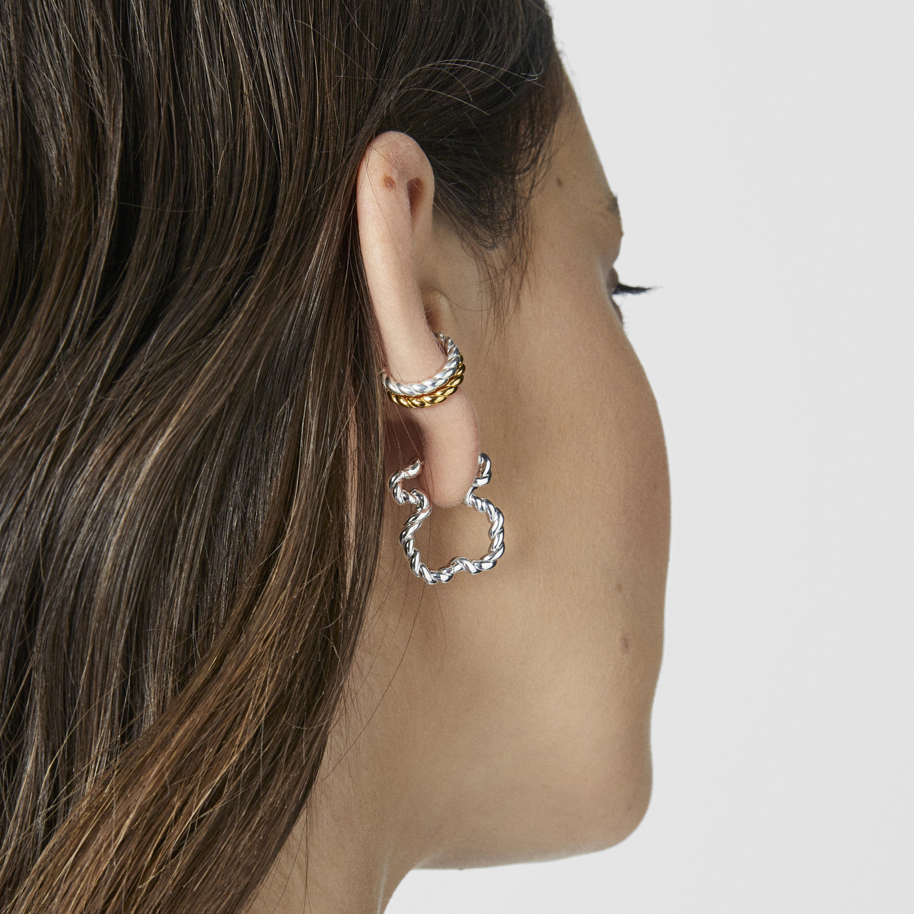 Twisted Earrings with bear silhouette