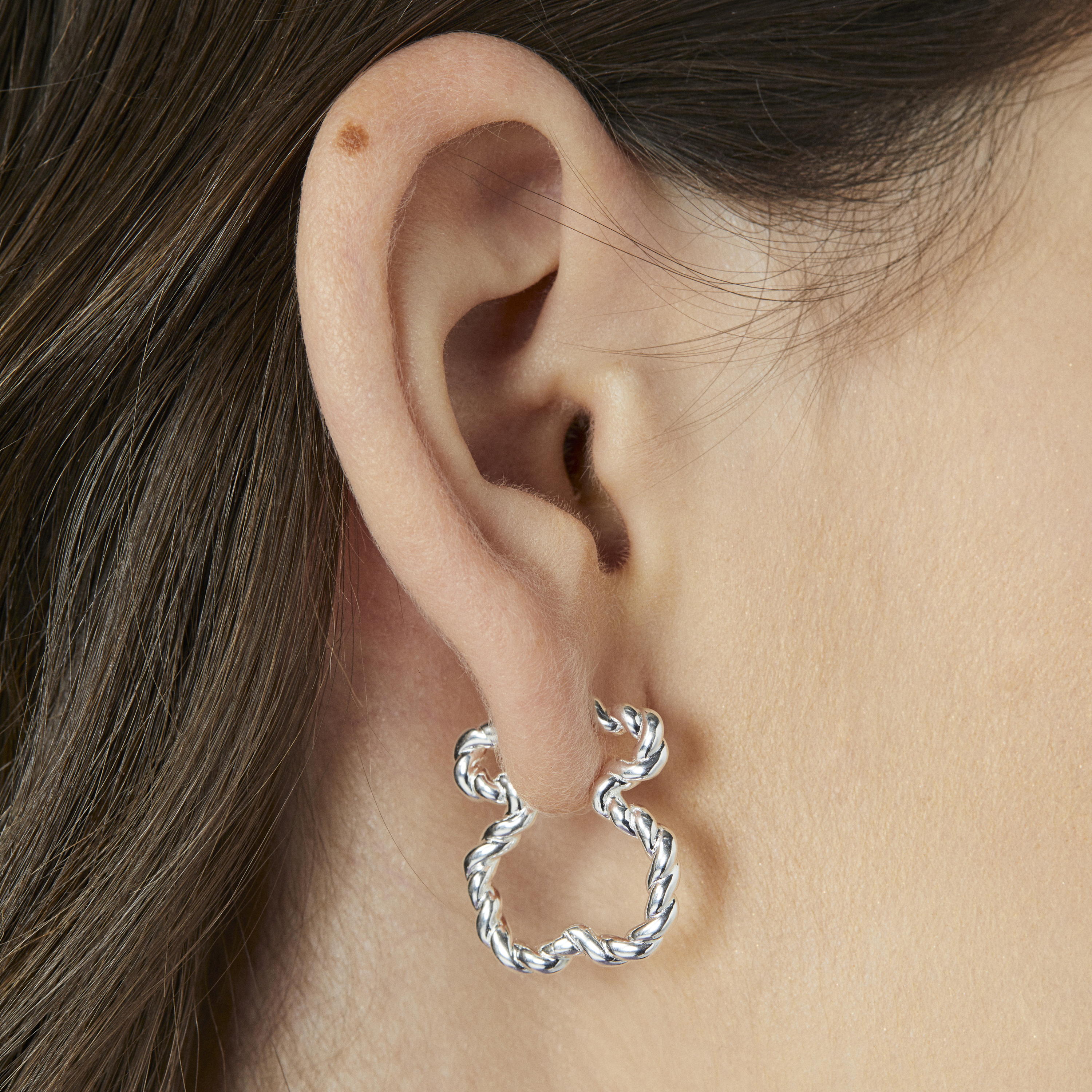 Twisted Earrings with bear silhouette