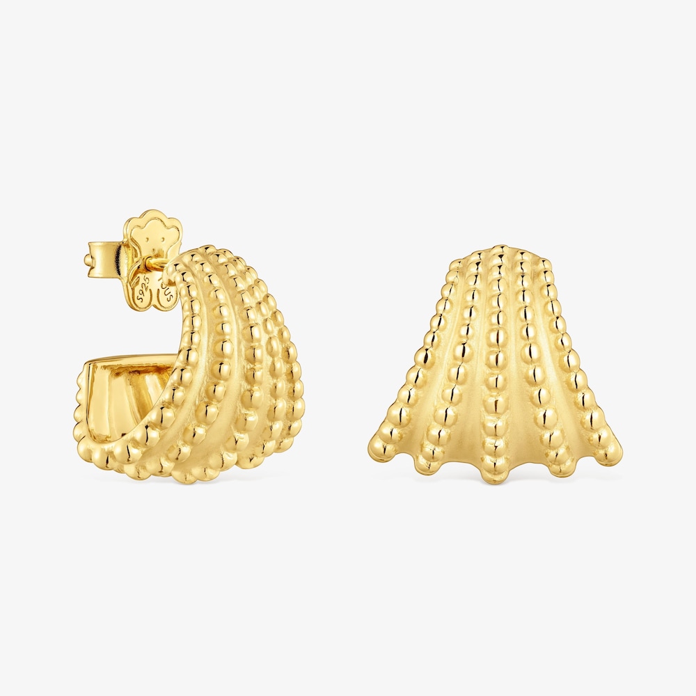 Kr&oacute;tkie kolczyki kreolki ze srebra, pokryte 18-karatowym złotem, z kolekcji TOUS Grain