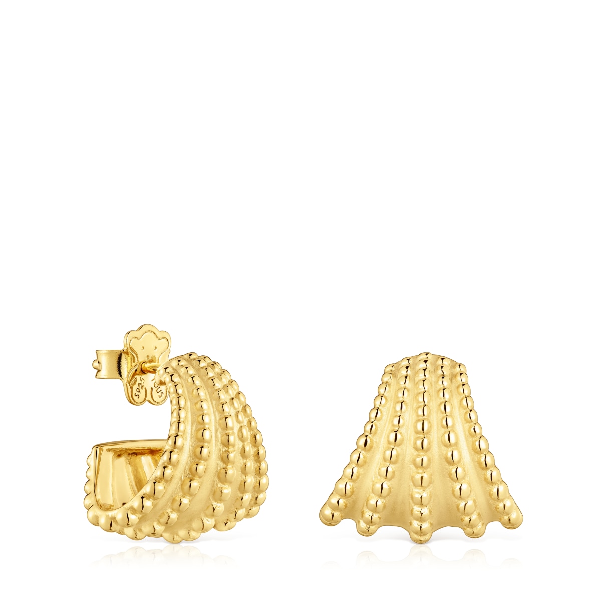 Tous - Pendientes De Aro Cortos Con Baño De Oro De 18 Kt Sobre Plata Tous Grain - Dorado