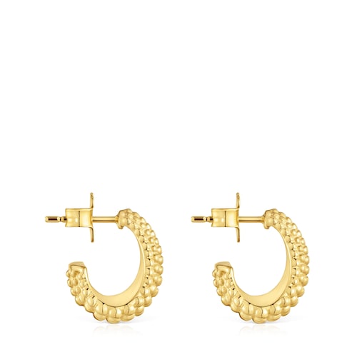 Pendientes de aro cortos con baño de oro de 18 kt sobre plata TOUS Grain