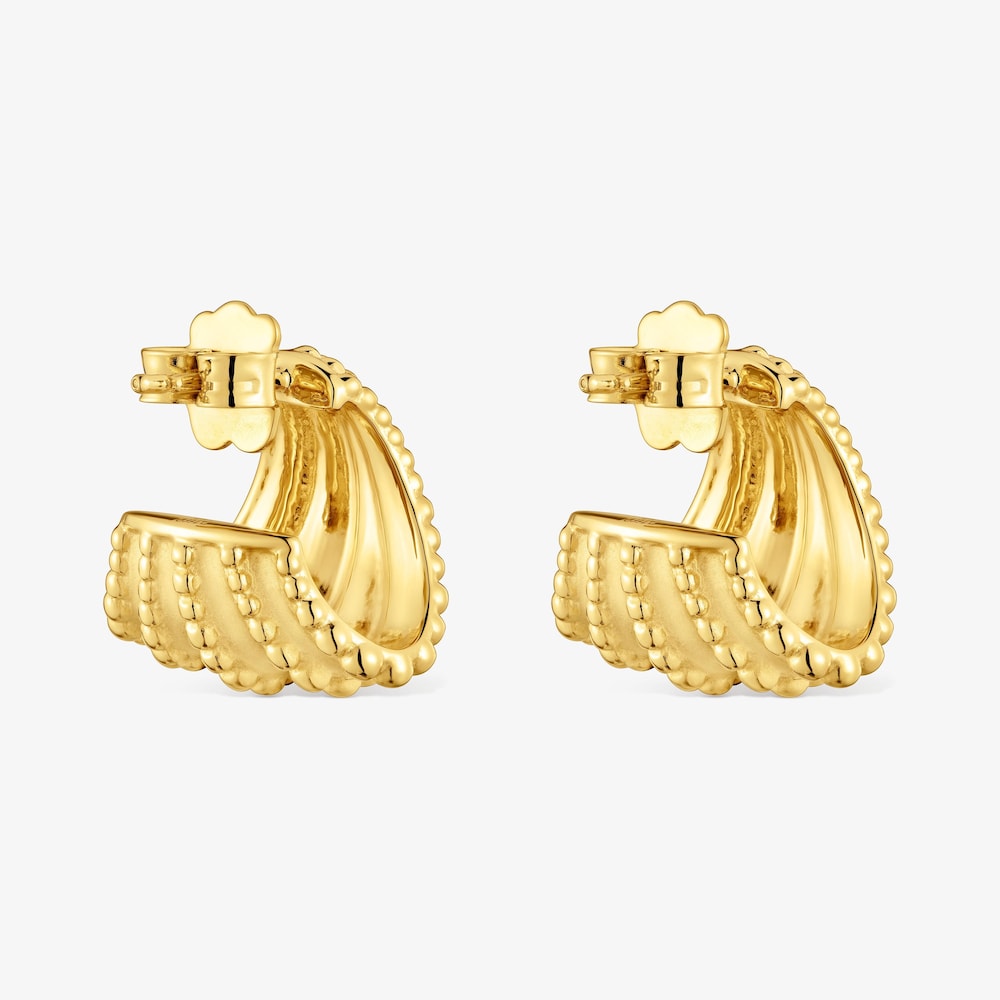 Kr&oacute;tkie kolczyki kreolki ze srebra, pokryte 18-karatowym złotem, z kolekcji TOUS Grain