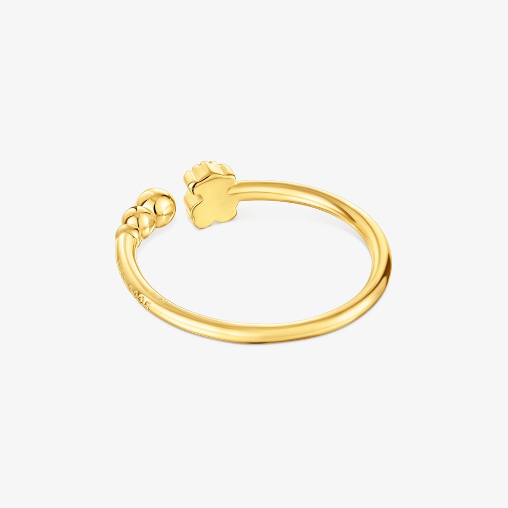 Anillo abierto peque&ntilde;o con ba&ntilde;o de oro de 18&nbsp;kt sobre plata con motivos TOUS Grain
