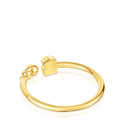 Anillo abierto pequeño con baño de oro de 18 kt sobre plata con motivos TOUS Grain