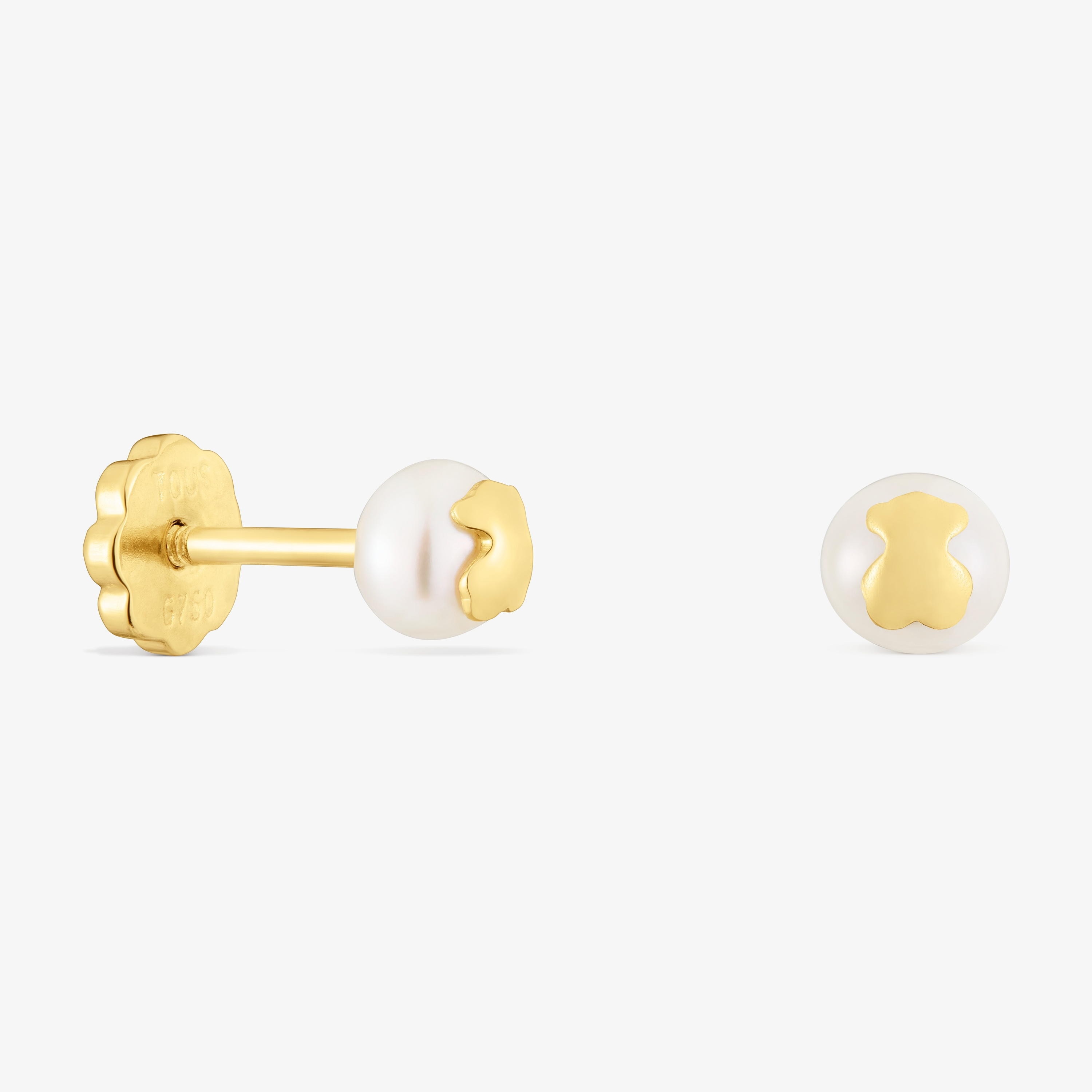 18K solid gold and cultured pearl Earrings Basics