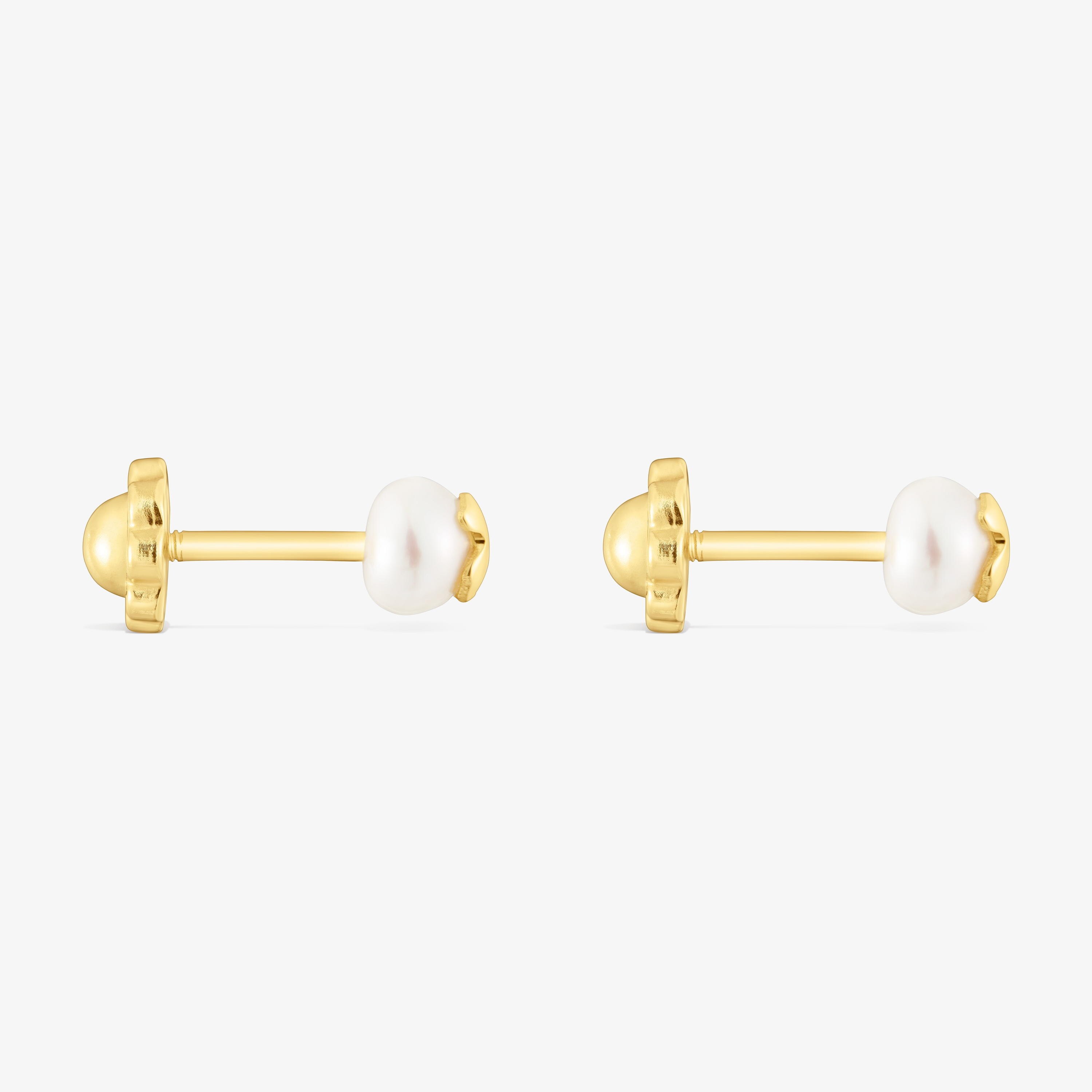 18K solid gold and cultured pearl Earrings Basics