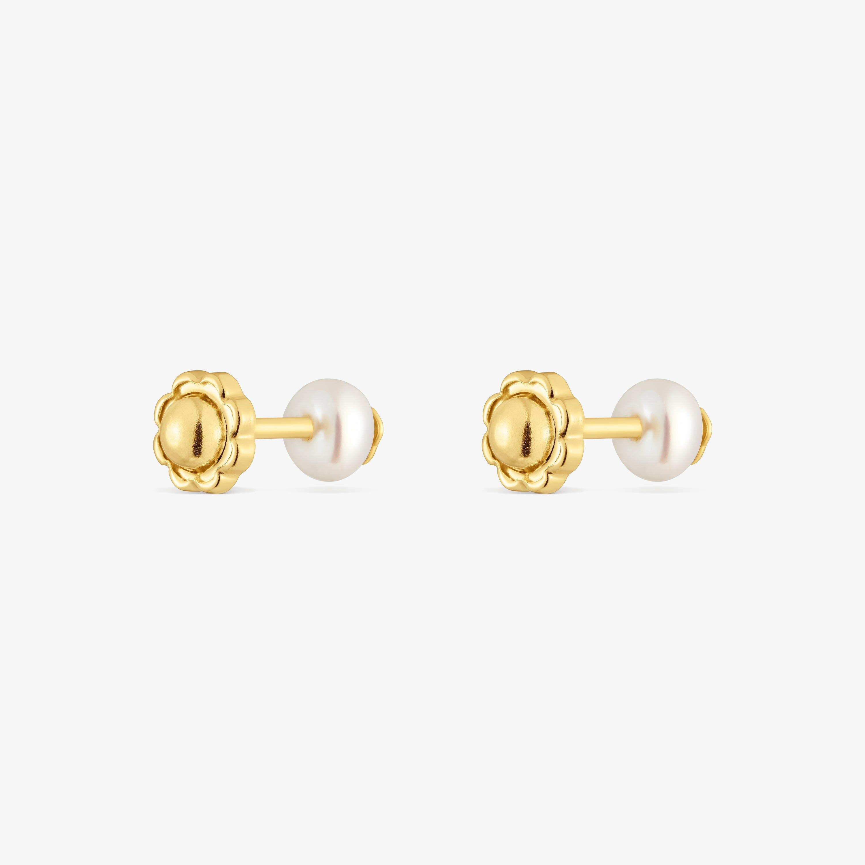 18K solid gold and cultured pearl Earrings Basics