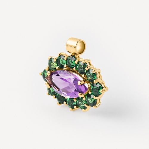 Gold Pendant with amethyst and chrome diopside TOUS ATELIER