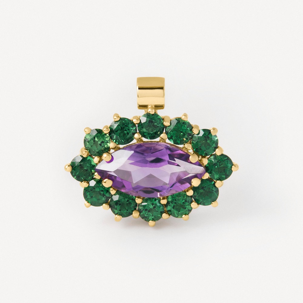 Gold Pendant with amethyst and chrome diopside TOUS ATELIER