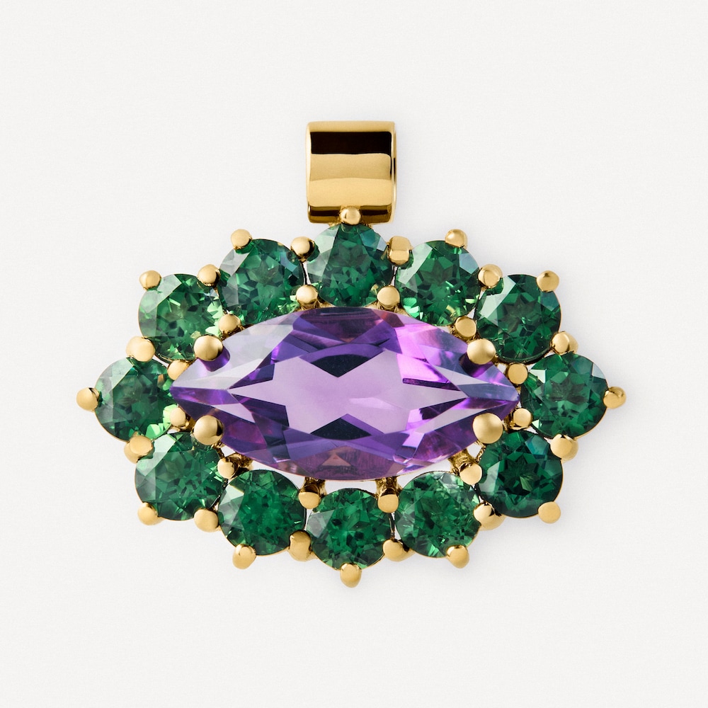 Gold Pendant with amethyst and chrome diopside TOUS ATELIER