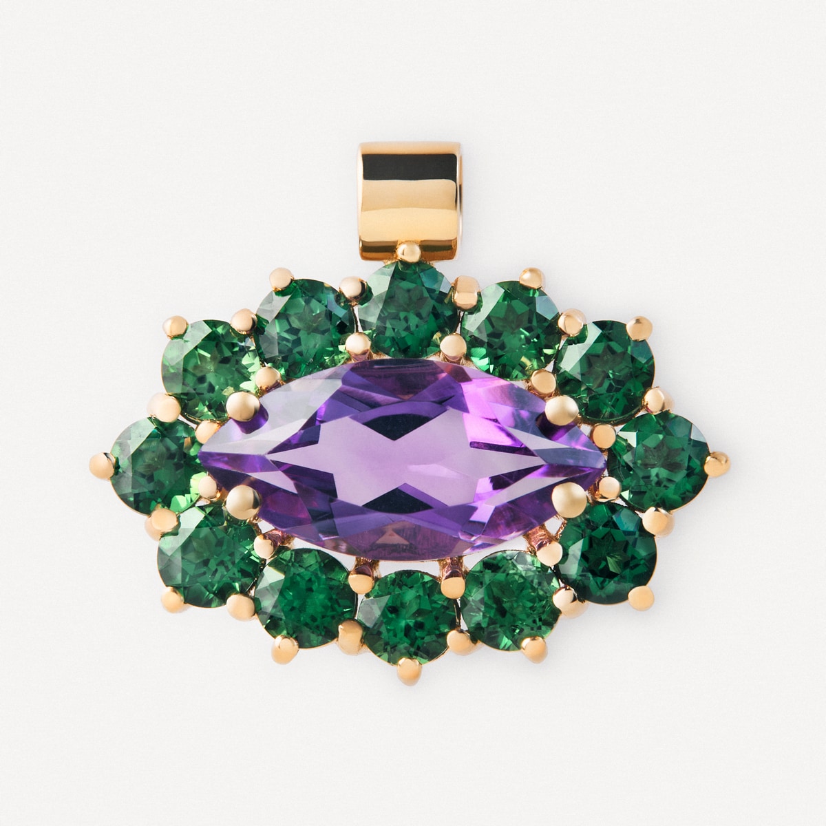 Gold Pendant with amethyst and chrome diopside TOUS ATELIER