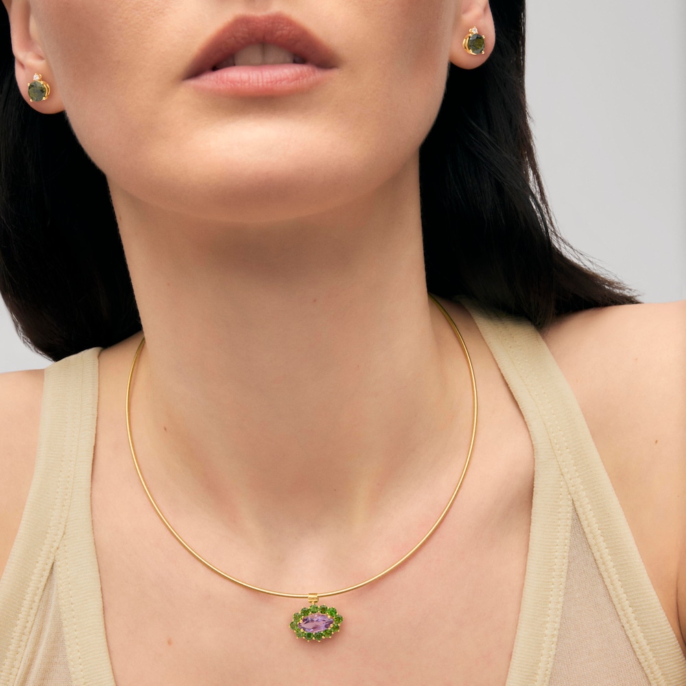 Gold Pendant with amethyst and chrome diopside TOUS ATELIER