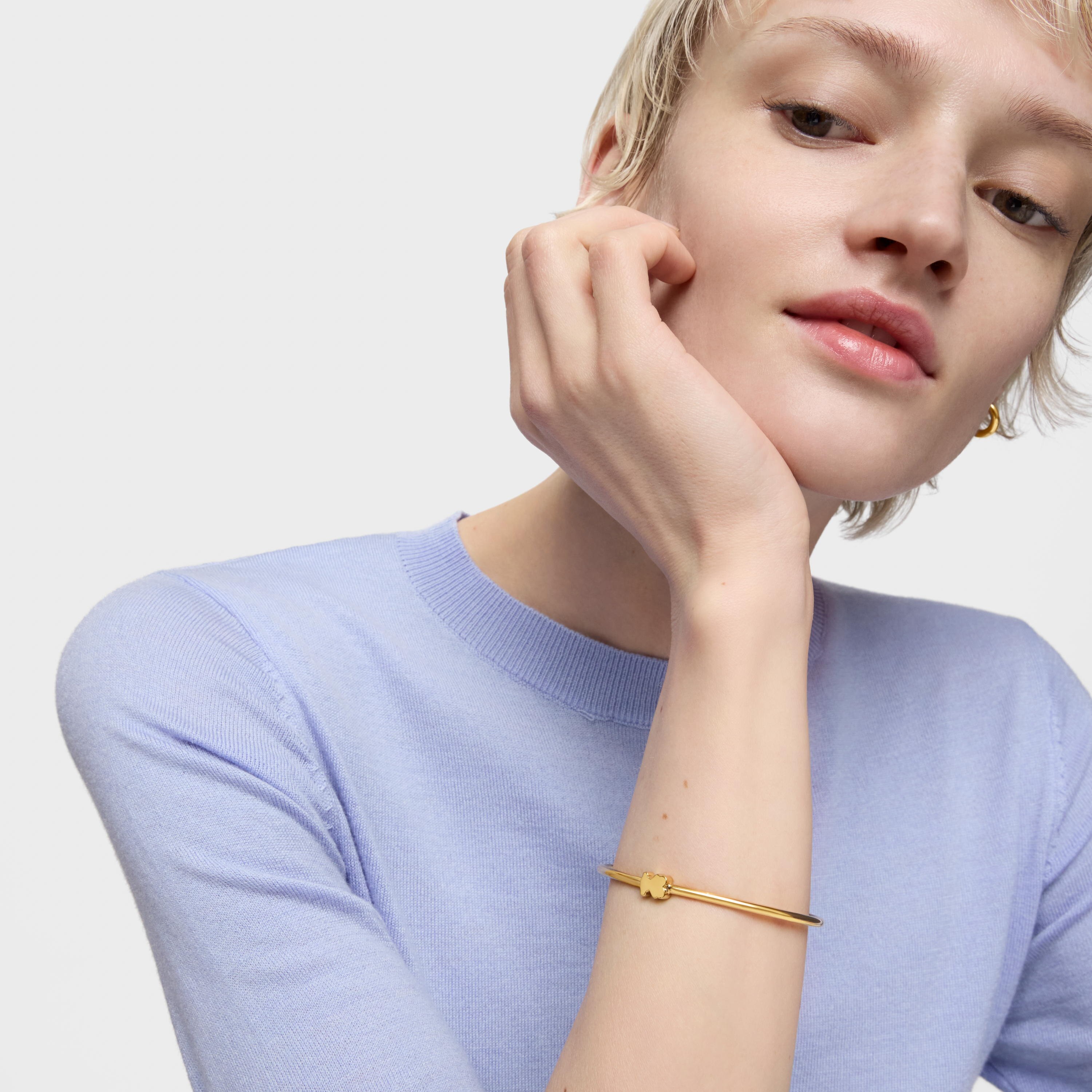 Bangle with 18K gold vermeil bear charm Sweet Dolls