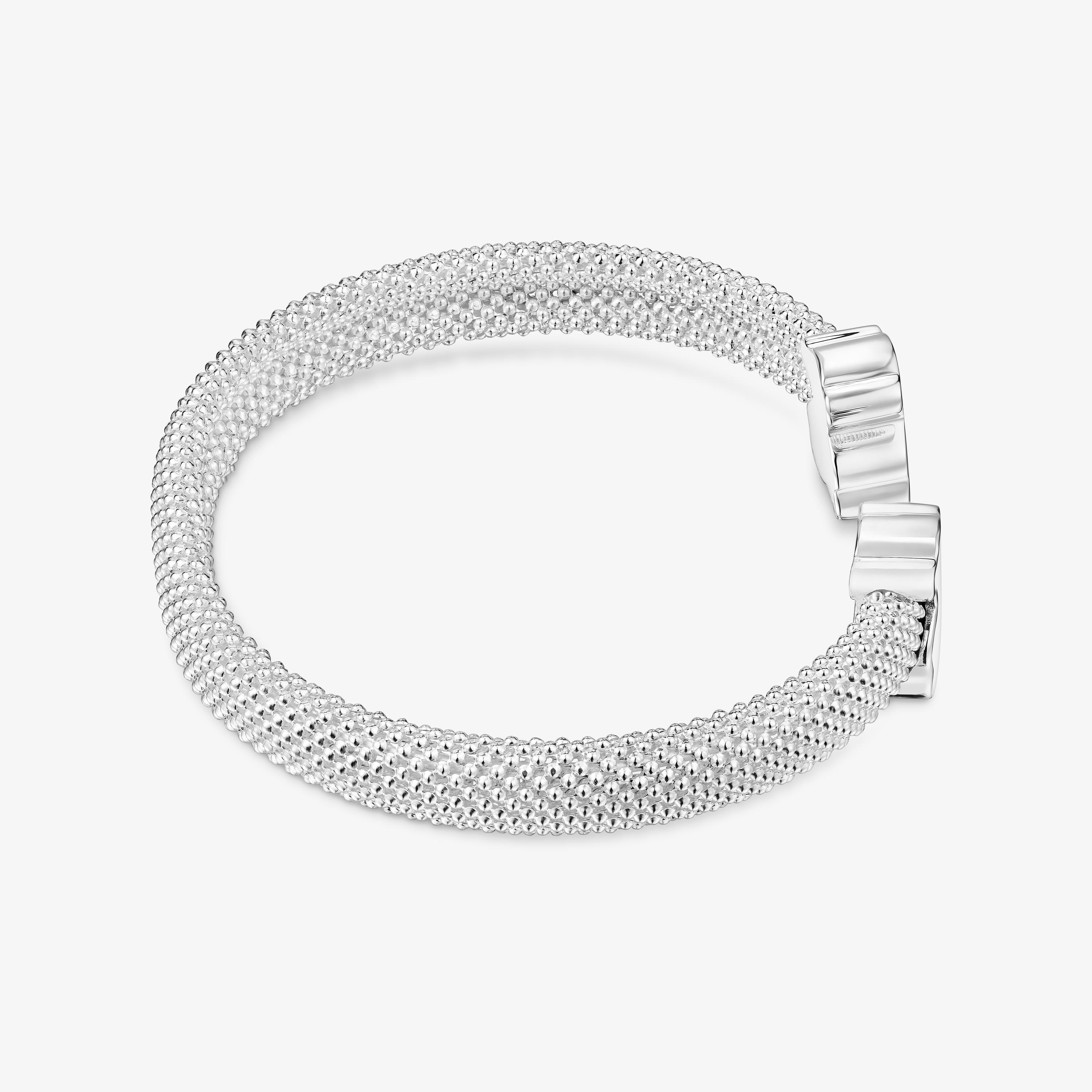 Silver Bangle 12 mm bear motifs Icon Mesh