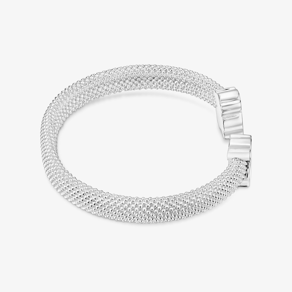 Silver Bangle 12 mm bear motifs Icon Mesh