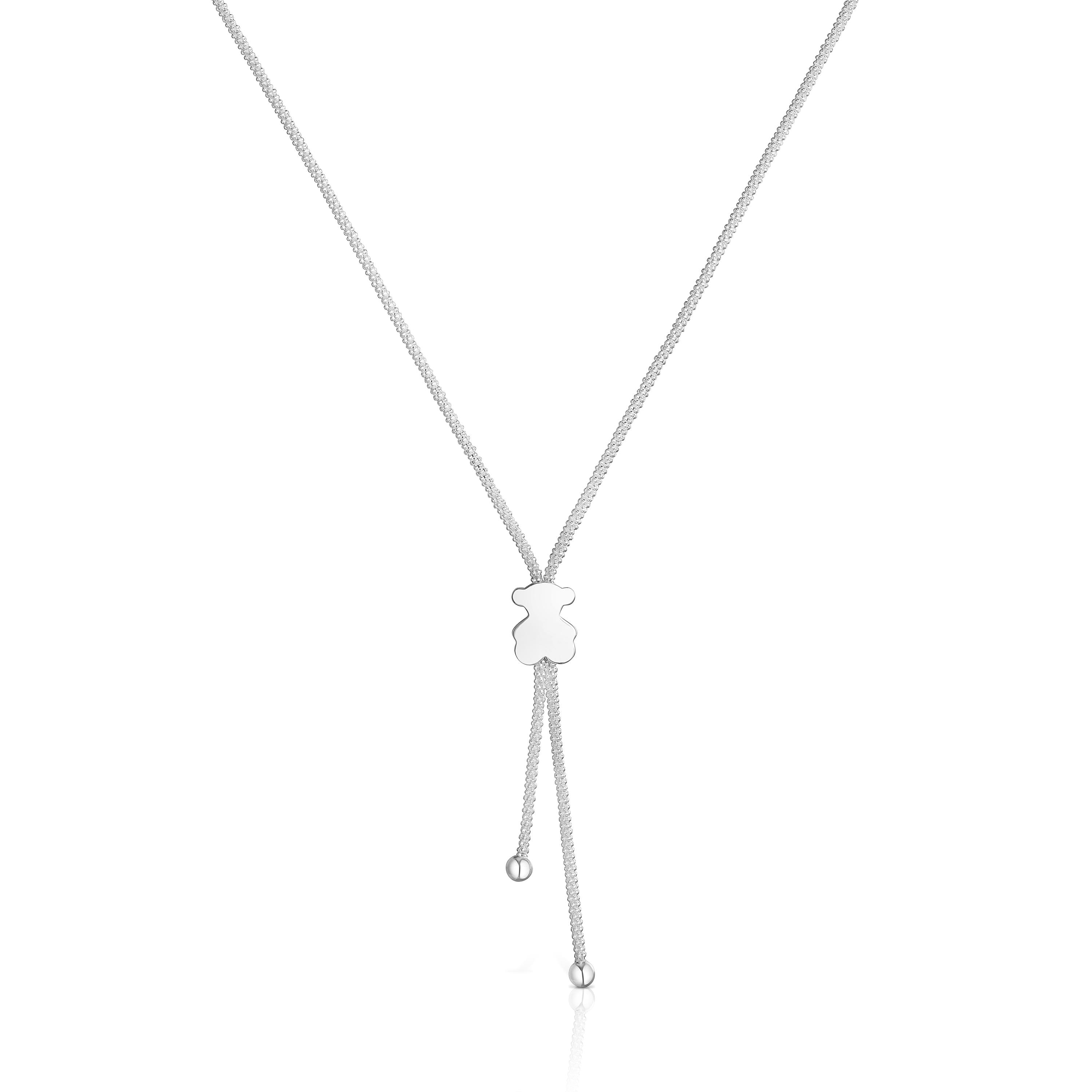 Collar corto de plata motivo oso 12 mm Icon Mesh