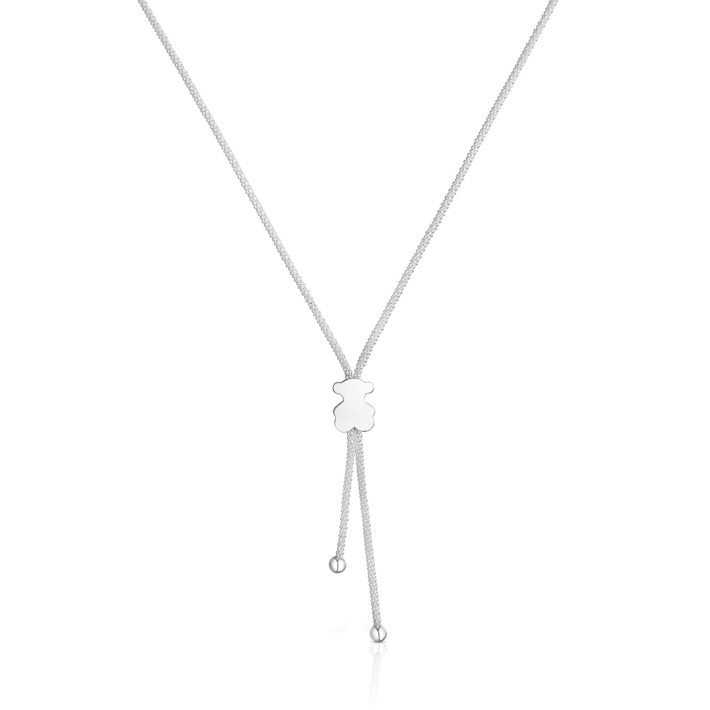 Short silver Necklace 12 mm bear motif Icon Mesh