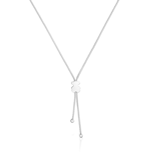 Short silver Necklace 12 mm bear motif Icon Mesh
