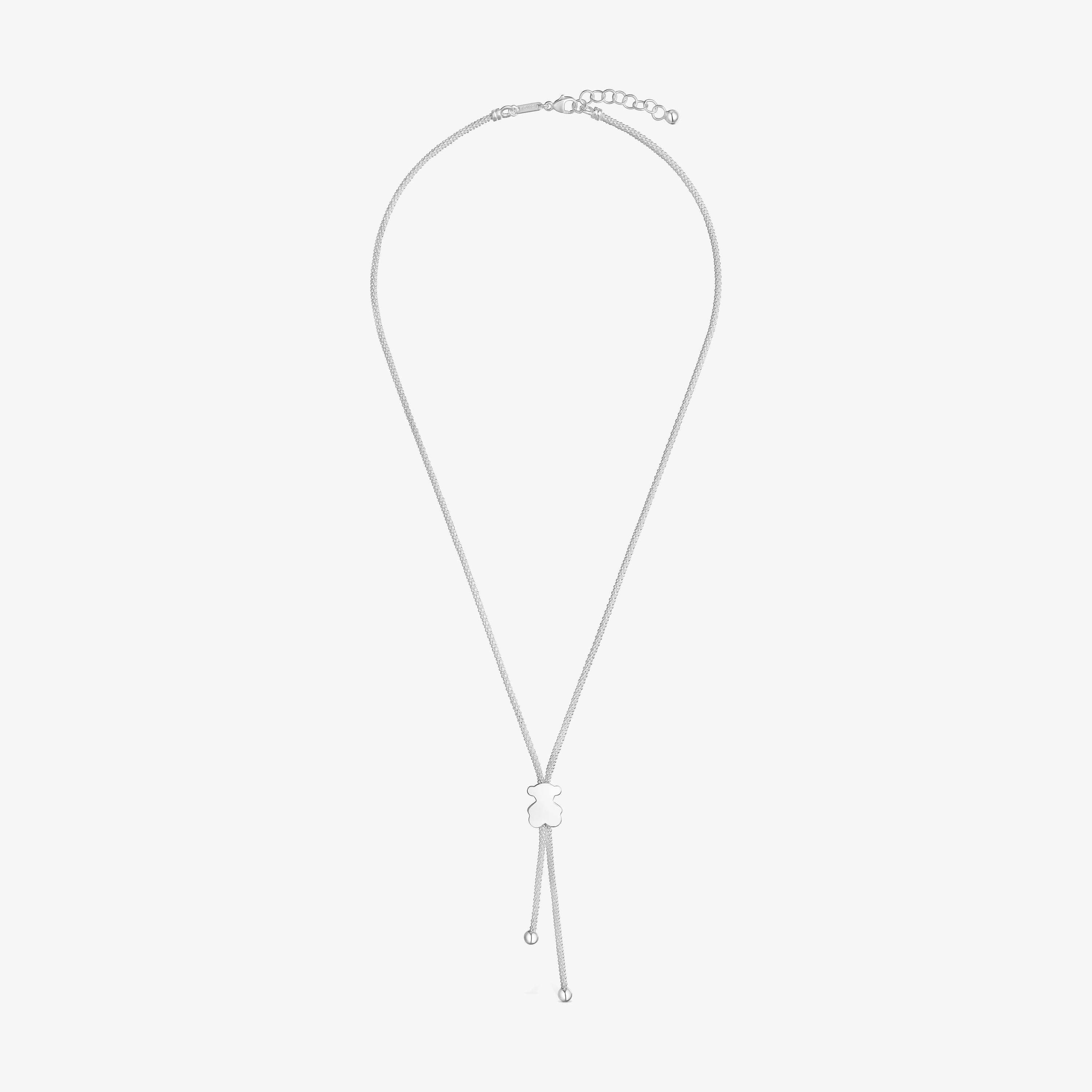 Short silver Necklace 12 mm bear motif Icon Mesh