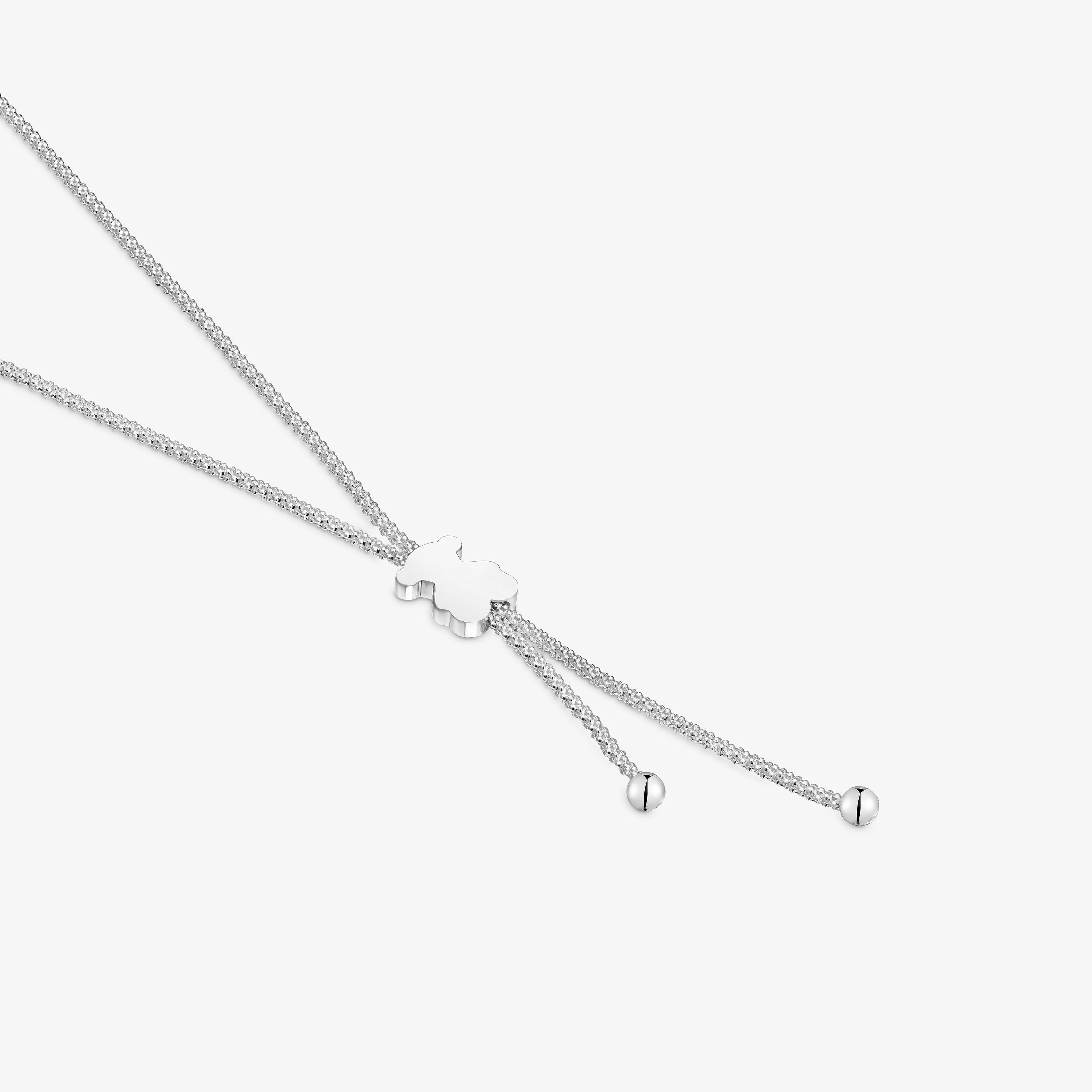 Short silver Necklace 12 mm bear motif Icon Mesh