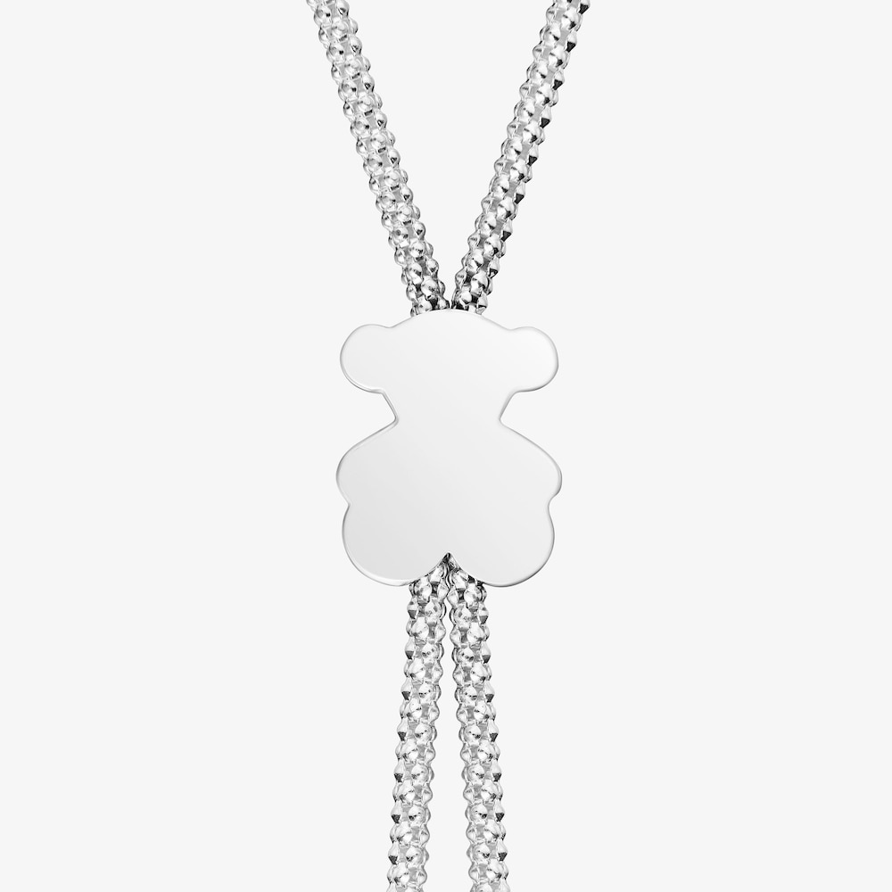 Kr&aacute;tk&yacute; stř&iacute;brn&yacute; N&aacute;hrdeln&iacute;k s&nbsp;motivem medv&iacute;dka o&nbsp;velikosti 12&nbsp;mm Icon Mesh