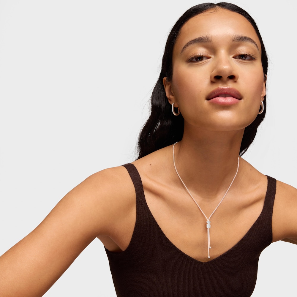 Kr&aacute;tk&yacute; stř&iacute;brn&yacute; N&aacute;hrdeln&iacute;k s&nbsp;motivem medv&iacute;dka o&nbsp;velikosti 12&nbsp;mm Icon Mesh