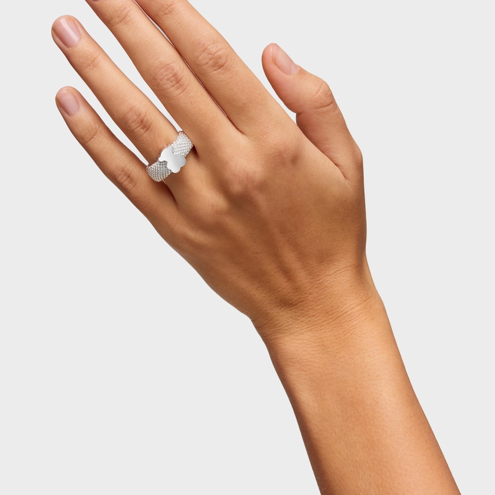 Silver Ring 10 mm bear motif Icon Mesh