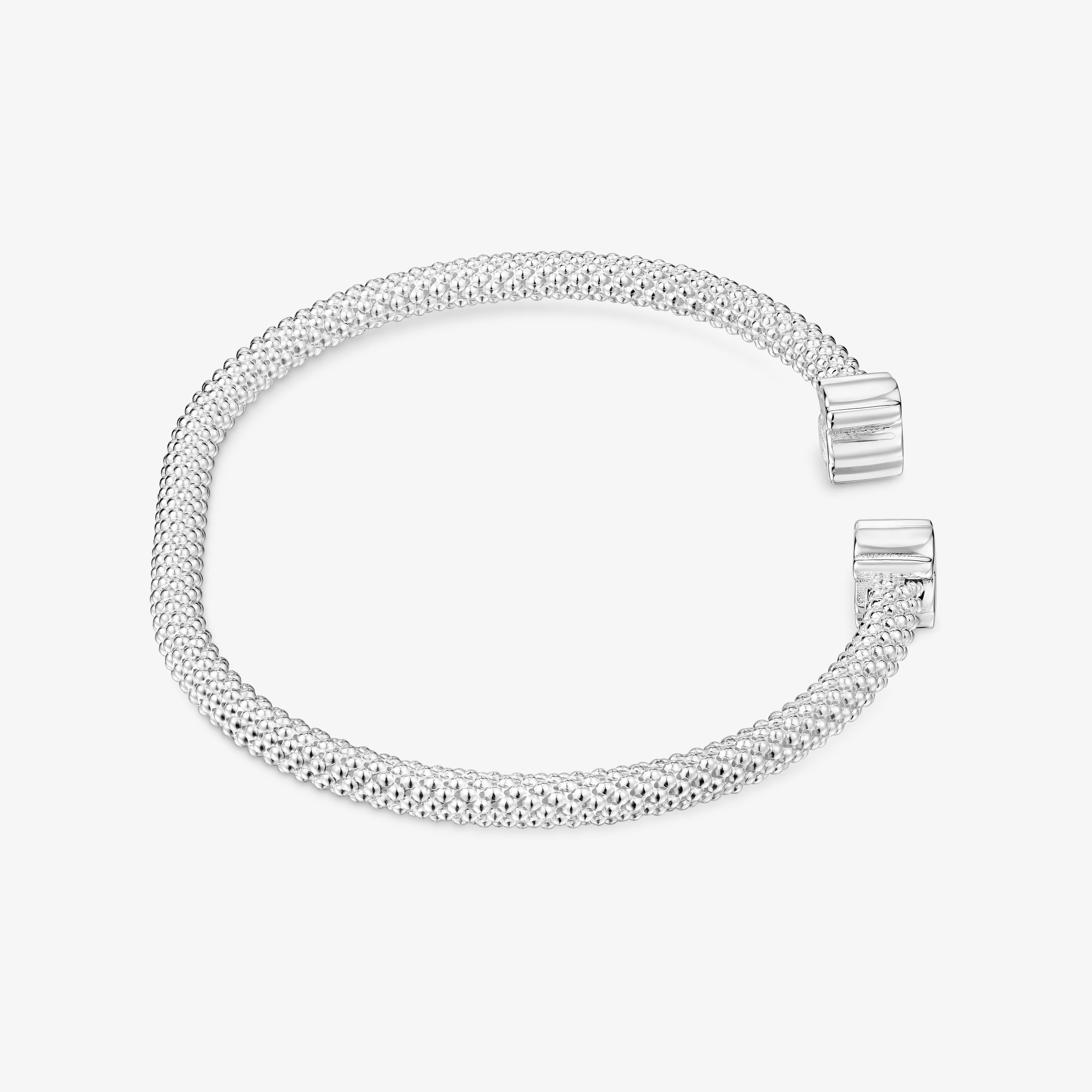Silver Bangle 7 mm bear motifs Icon Mesh