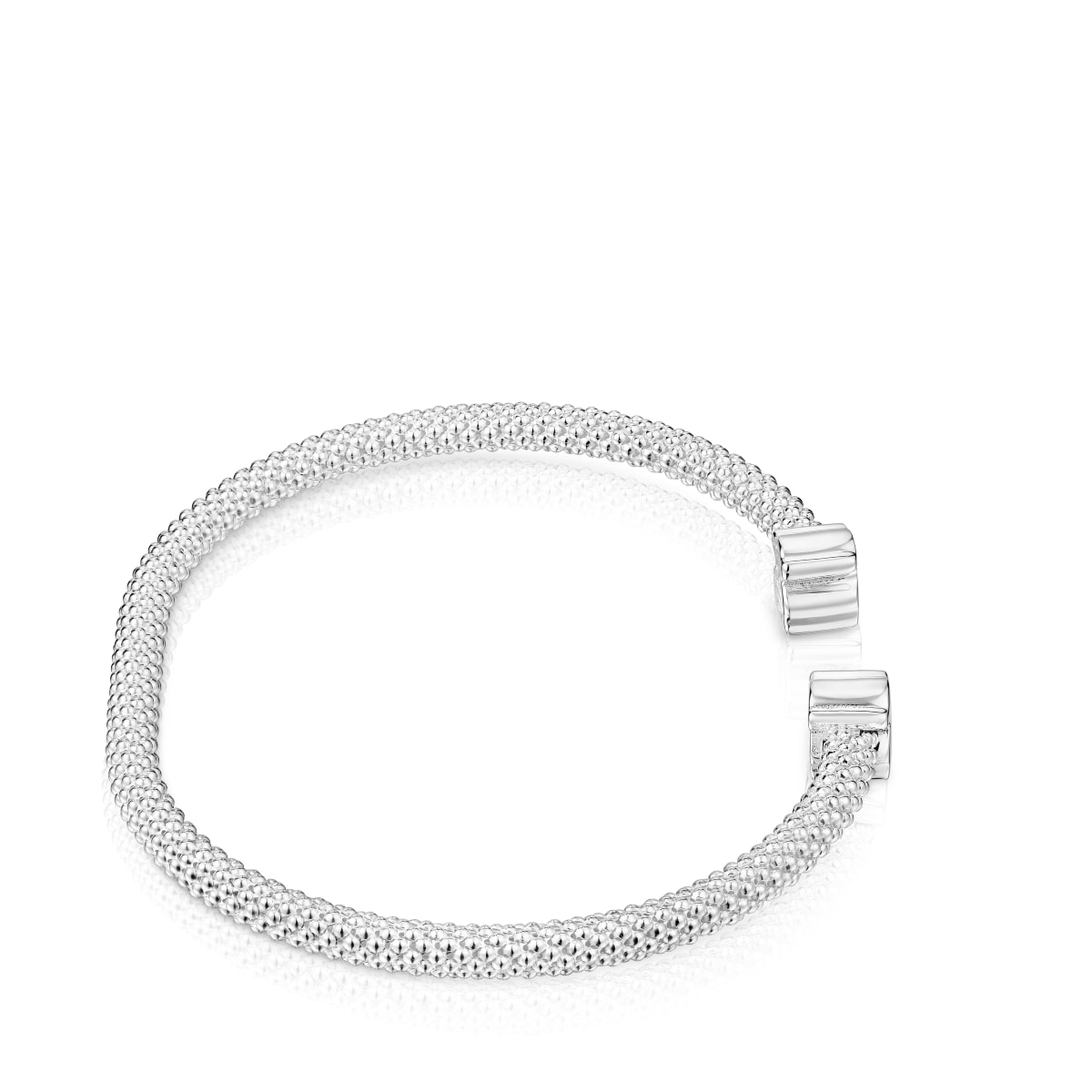 Silver Bangle 7 mm bear motifs Icon Mesh