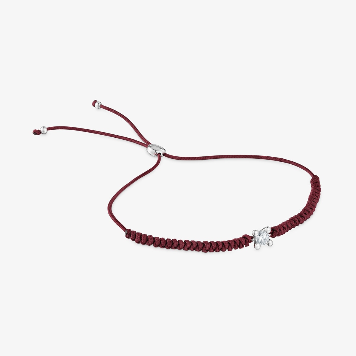 Tous - Pulsera De Platino Con Diamante Creado En Laboratorio Y Nylon Burdeos Shine Lgd - Rojo