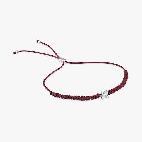 Pulsera de platino con diamante creado en laboratorio y nylon burdeos Shine LGD