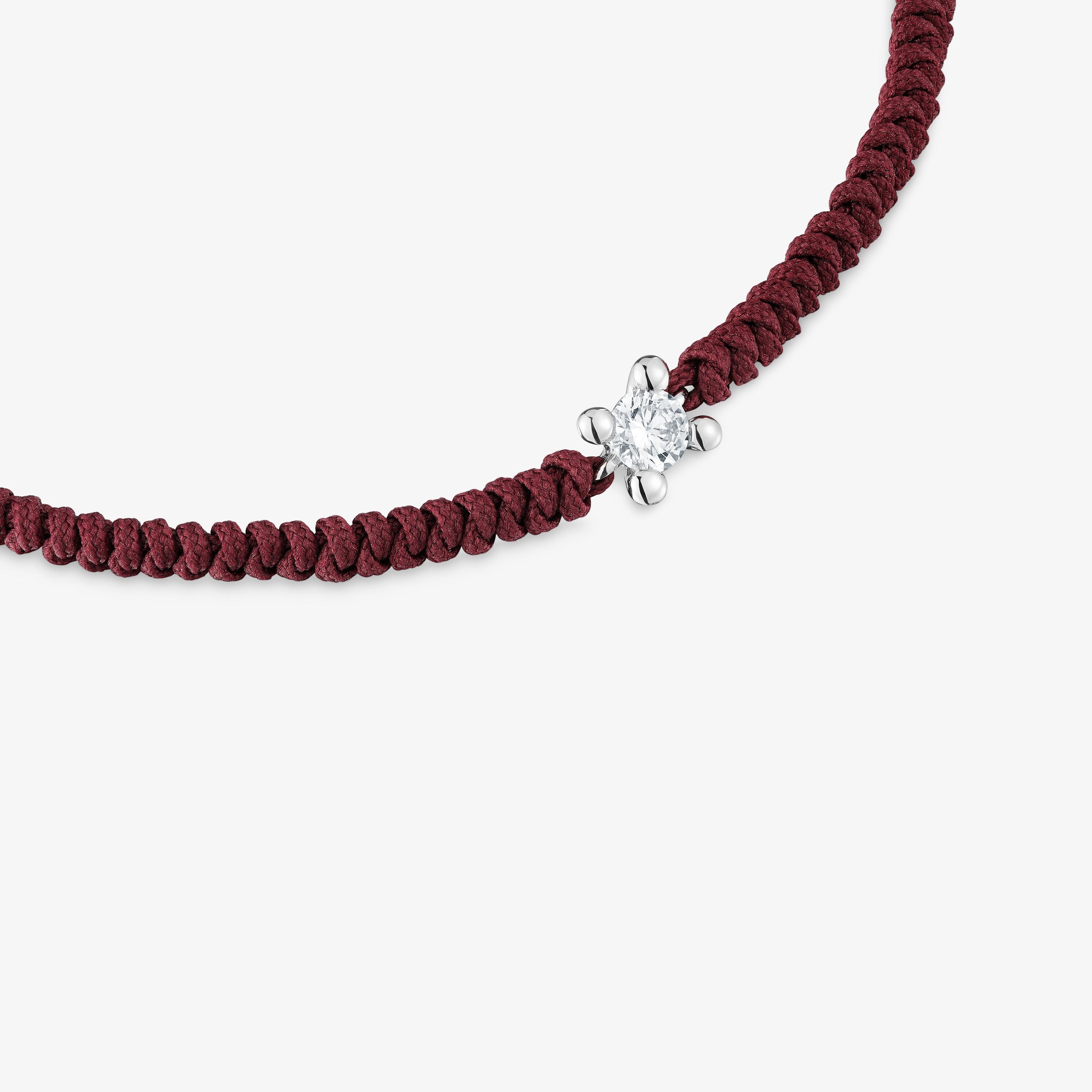 Platinum Bracelet with lab-grown diamond and burgundy nylon TOUS Shine LGD