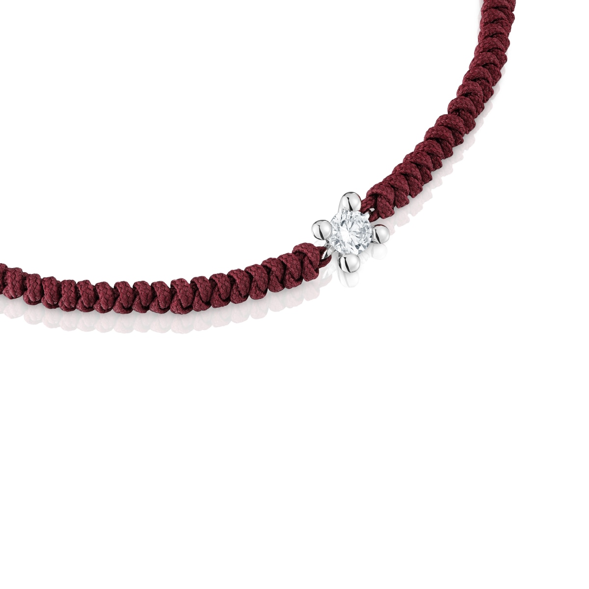 Platinum Bracelet with lab-grown diamond and burgundy nylon TOUS Shine LGD