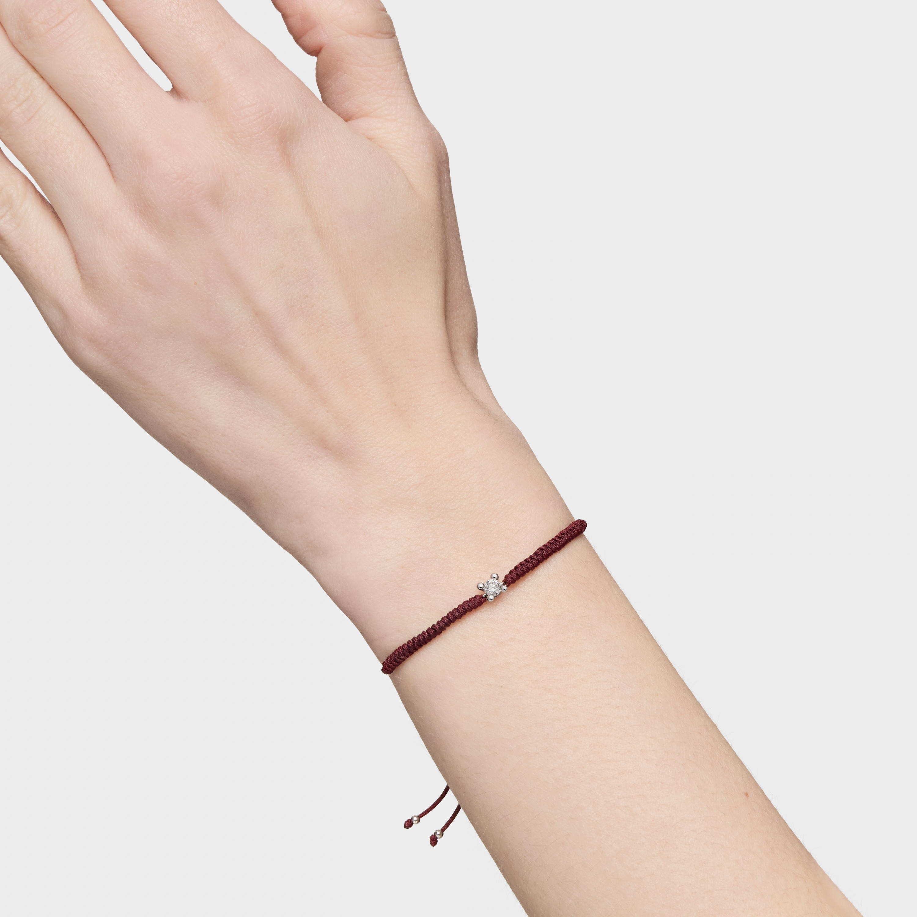 Platinum Bracelet with lab-grown diamond and burgundy nylon TOUS Shine LGD