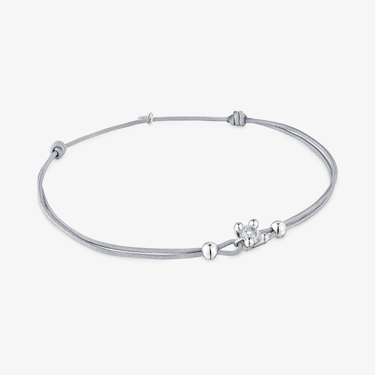 Tous - Pulsera De Platino Con Diamante Creado En Laboratorio Y Nylon Gris Shine Lgd - Transparente