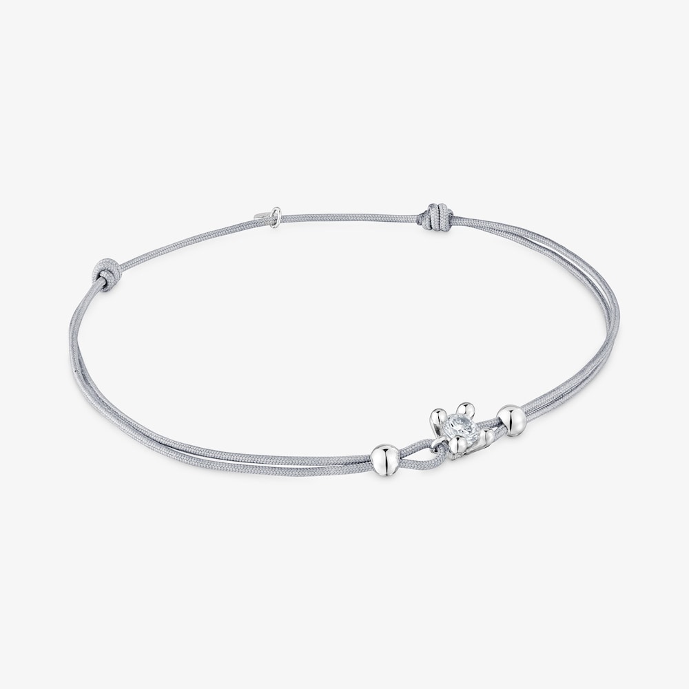 Pulsera de platino con diamante creado en laboratorio y nylon gris Shine LGD