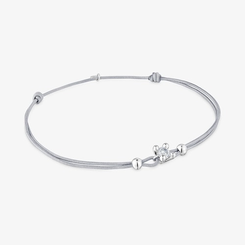 Bracciale in platino e nylon grigio con diamante creato in laboratorio TOUS Shine LGD