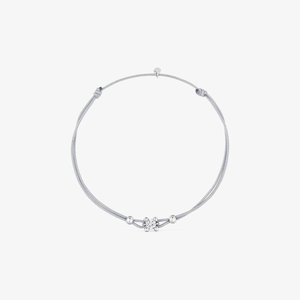 Pulsera de platino con diamante creado en laboratorio y nylon gris Shine LGD