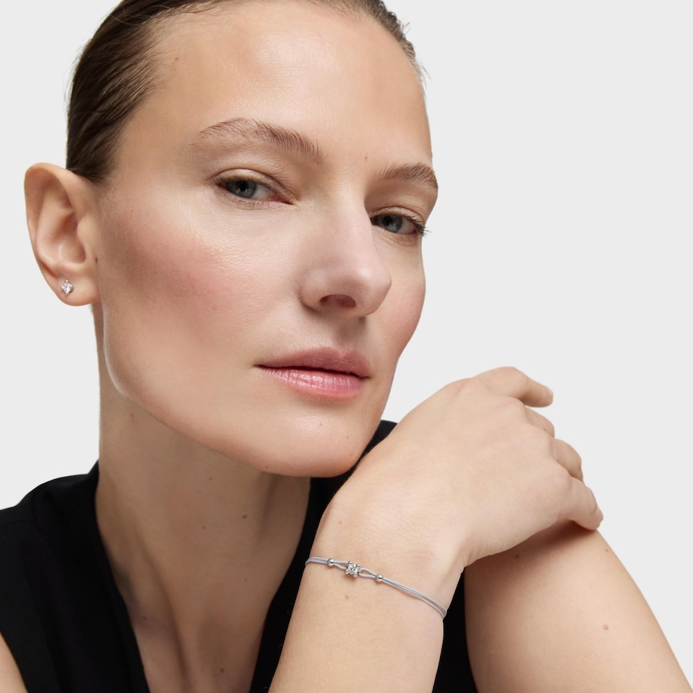 Pulsera de platino con diamante creado en laboratorio y nylon gris Shine LGD