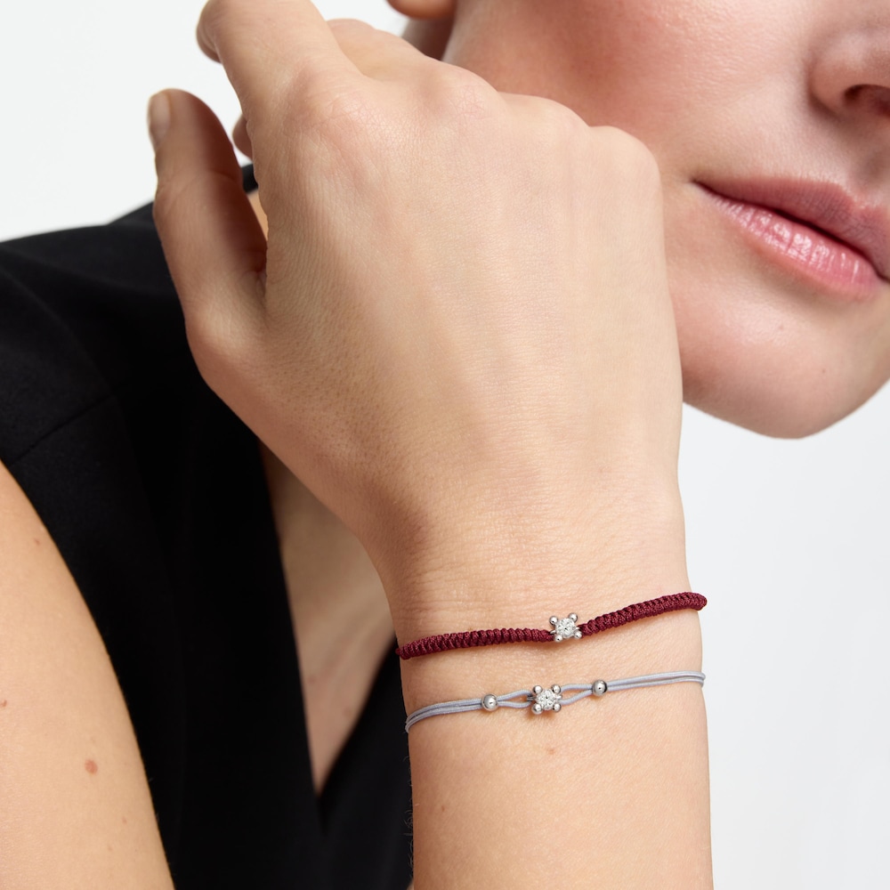 Pulsera de platino con diamante creado en laboratorio y nylon gris Shine LGD