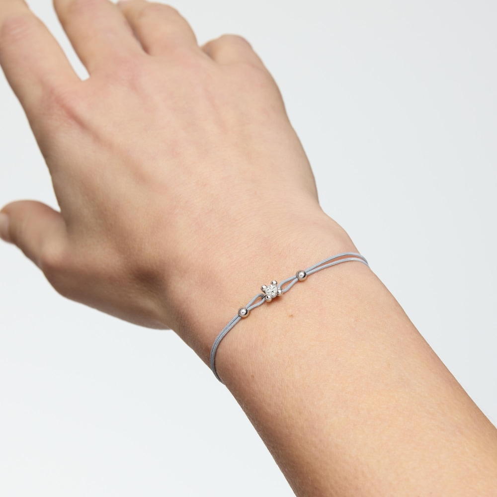 Pulsera de platino con diamante creado en laboratorio y nylon gris Shine LGD