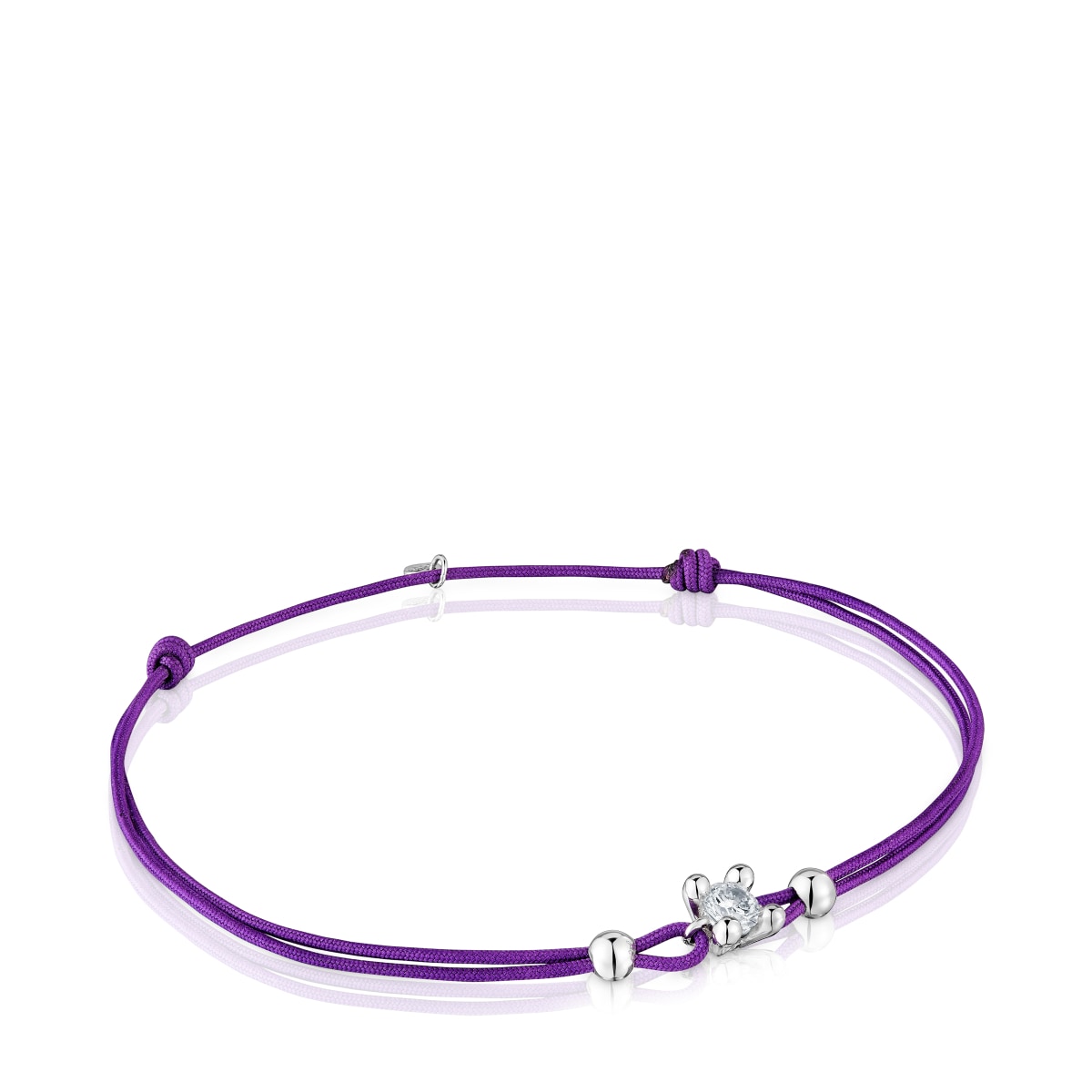 Tous - Pulsera De Platino Con Diamante Creado En Laboratorio Y Nylon Lila Shine Lgd - Plateado