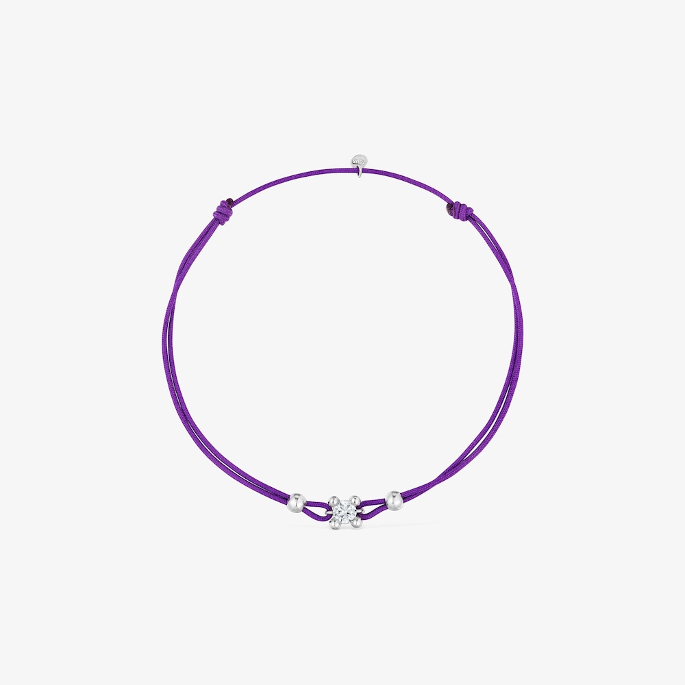 Platinov&yacute; N&aacute;ramok so syntetick&yacute;m diamantom a&nbsp;fialov&aacute; nylonom TOUS Shine LGD