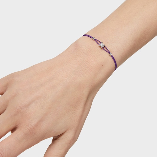 Pulsera de platino con diamante creado en laboratorio y nylon lila Shine LGD