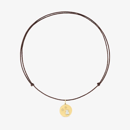 Collar con ba&ntilde;o de oro 18 kt sobre plata, diamantes y calcedonia Aelita