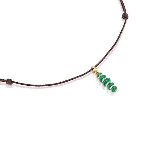 Collar con baño de oro 18 kt sobre plata y calcedonia Virtual Garden