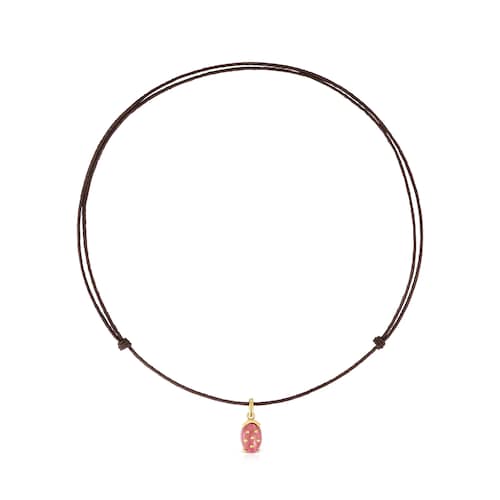 Collar con baño de oro 18 kt sobre plata y rodonita Virtual Garden