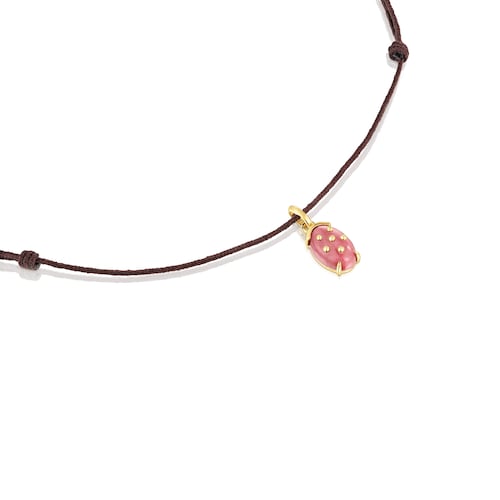 Collar con baño de oro 18 kt sobre plata y rodonita Virtual Garden